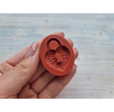 Silicone mold, Lock, heart, style 1, ~ 2.6*3.6 cm, H:0.5 cm