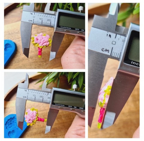 Silicone mold, Heart, style 13, and bouquet, 3 elements, ~ 1.3*1.4cm, 2.5*3 cm, H:0.5 cm
