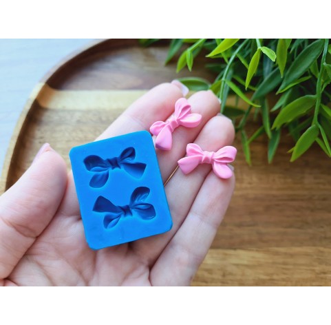 Silicone mold, Bow, style 1, 2 elements, ~ 1.2*2.1 cm, H:0.3 cm