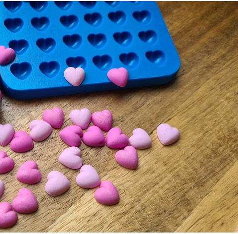 Silicone mold, Heart, style 8, small, 24 elements, ~ Ø 1 cm, H:0.5 cm