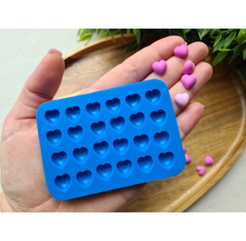 Silicone mold, Heart, style 8, small, 24 elements, ~ Ø 1 cm, H:0.5 cm