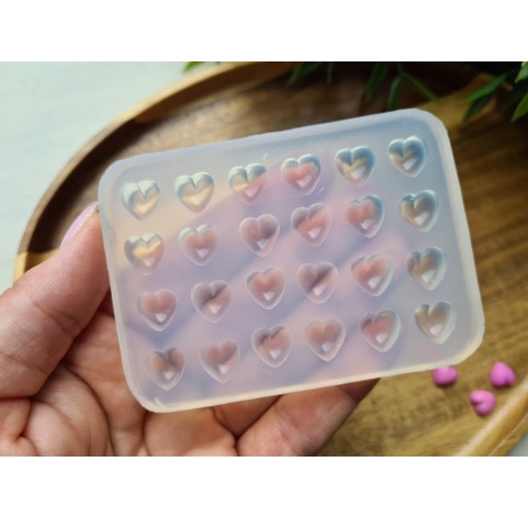 Silicone mold, Heart, style 8, small, 24 elements, ~ Ø 1 cm, H:0.5 cm