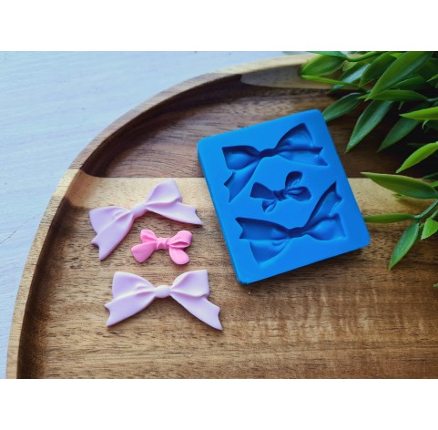 Silicone mold, Bow, style 7, 3 elements, ~ 2.1-4.2*1.2-2.1 cm, H:0.4 cm