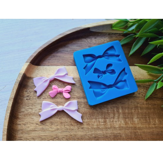 Silicone mold, Bow, style 7, 3 elements, ~ 2.1-4.2*1.2-2.1 cm, H:0.4 cm