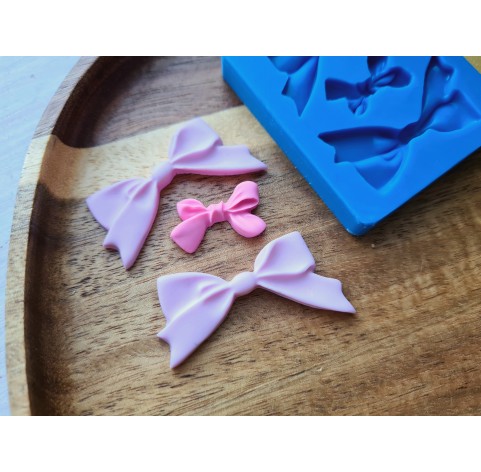 Silicone mold, Bow, style 7, 3 elements, ~ 2.1-4.2*1.2-2.1 cm, H:0.4 cm