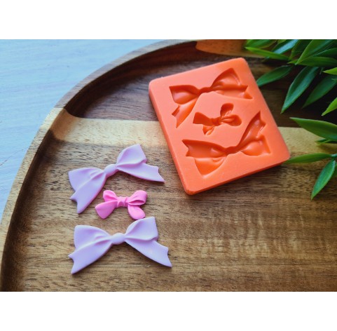 Silicone mold, Bow, style 7, 3 elements, ~ 2.1-4.2*1.2-2.1 cm, H:0.4 cm