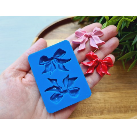 Silicone mold, Bow, style 8, 2 elements, ~ 2.7*3.7 cm, H:0.6 cm