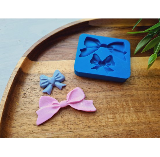 Silicone mold, Bow, style 9, 2 elements, ~ 2*2.3 cm, ~ 2.4*4.8 cm, H:0.5 cm