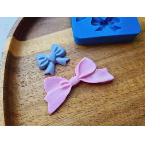 Silicone mold, Bow, style 9, 2 elements, ~ 2*2.3 cm, ~ 2.4*4.8 cm, H:0.5 cm