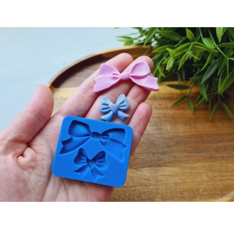 Silicone mold, Bow, style 9, 2 elements, ~ 2*2.3 cm, ~ 2.4*4.8 cm, H:0.5 cm