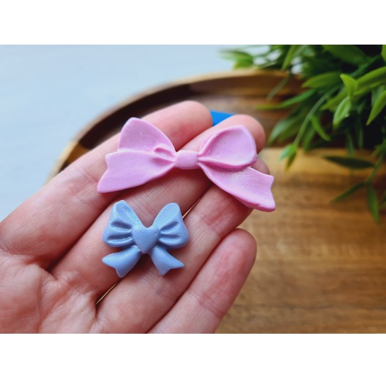 Silicone mold, Bow, style 9, 2 elements, ~ 2*2.3 cm, ~ 2.4*4.8 cm, H:0.5 cm