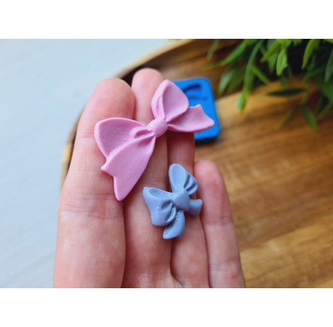 Silicone mold, Bow, style 9, 2 elements, ~ 2*2.3 cm, ~ 2.4*4.8 cm, H:0.5 cm