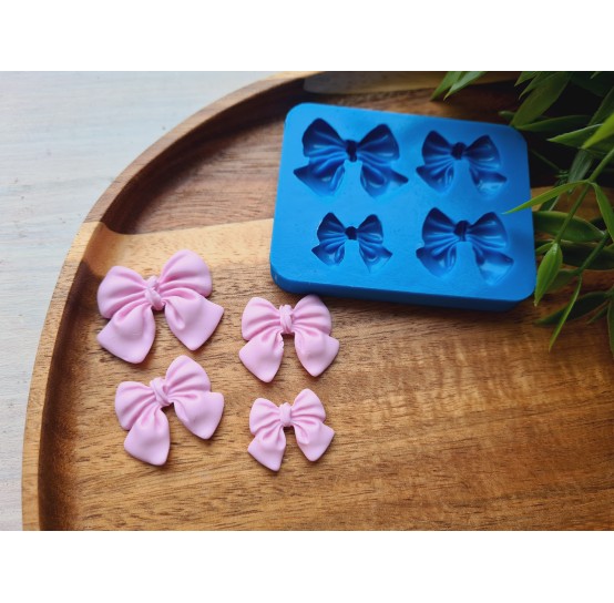 Silicone mold, Bow, style 10, 4 elements, ~ 2.1-3.2*1.8-2.8 cm, H:0.4-0.6 cm