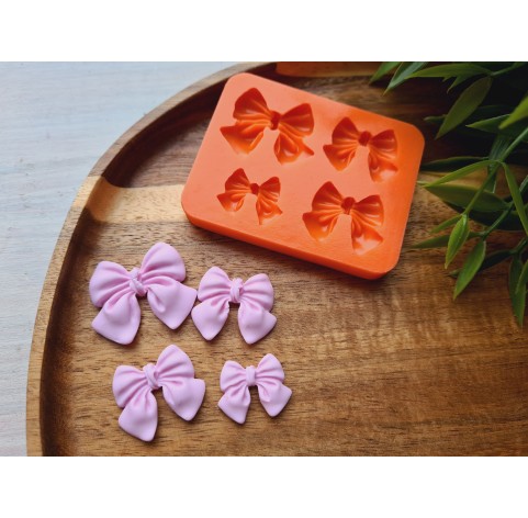 Silicone mold, Bow, style 10, 4 elements, ~ 2.1-3.2*1.8-2.8 cm, H:0.4-0.6 cm