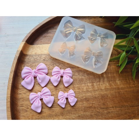 Silicone mold, Bow, style 10, 4 elements, ~ 2.1-3.2*1.8-2.8 cm, H:0.4-0.6 cm