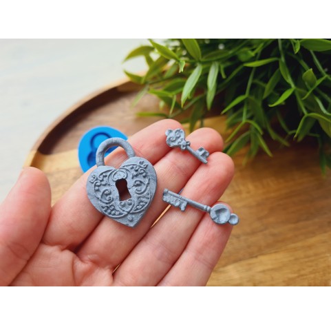 Silicone mold, Key, 2 elements, ~ 0.7-2.9 cm, H:0.2 cm