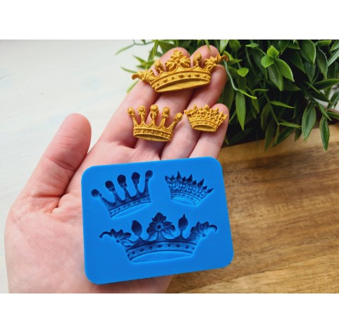 Silicone mold, Crown, style 2, 3 elements, ~ 1.5-5.6 cm, H:0.4-0.6 cm