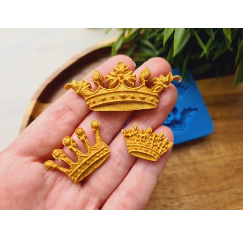 Silicone mold, Crown, style 2, 3 elements, ~ 1.5-5.6 cm, H:0.4-0.6 cm