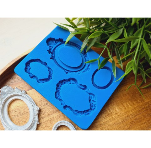Silicone mold, Frame, style 2, 4 elements, ~ 2.3-6 cm, H:0.5 cm