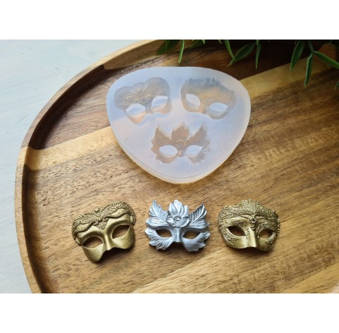 Silicone mold, Mask, style 2, 3 elements, ~ 2.7-3.7 cm, H:1 cm