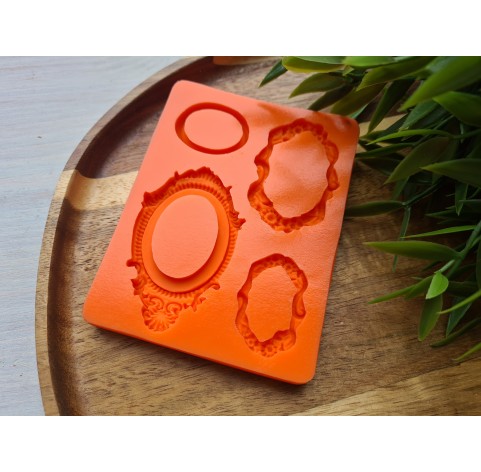 Silicone mold, Frame, style 2, 4 elements, ~ 2.3-6 cm, H:0.5 cm