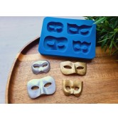 Silicone mold, Mask, style 3, 4 elements, ~ 2.3-4.7 cm, H:0.5-0.8 cm