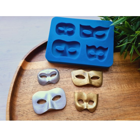 Silicone mold, Mask, style 3, 4 elements, ~ 2.3-4.7 cm, H:0.5-0.8 cm