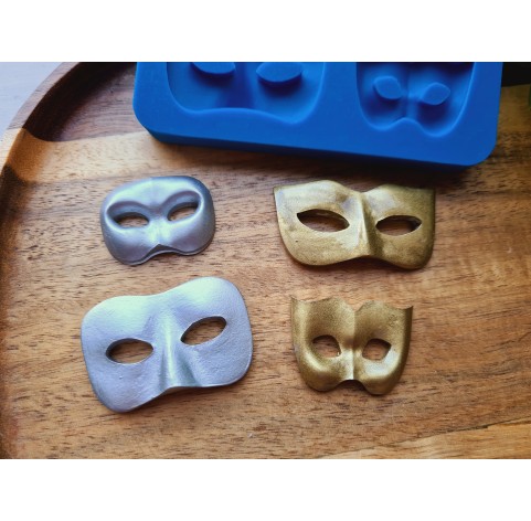 Silicone mold, Mask, style 3, 4 elements, ~ 2.3-4.7 cm, H:0.5-0.8 cm