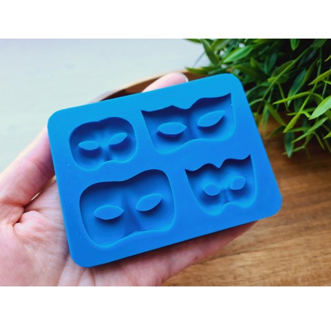 Silicone mold, Mask, style 3, 4 elements, ~ 2.3-4.7 cm, H:0.5-0.8 cm