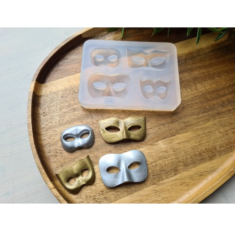 Silicone mold, Mask, style 3, 4 elements, ~ 2.3-4.7 cm, H:0.5-0.8 cm