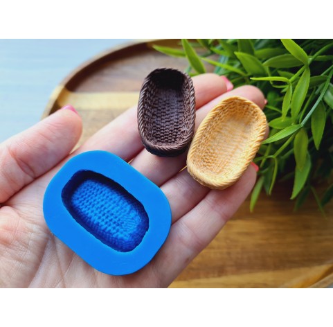 Silicone mold, Wicker basket, style 1, ~ 2.4*3.7 cm, H:1.1 cm