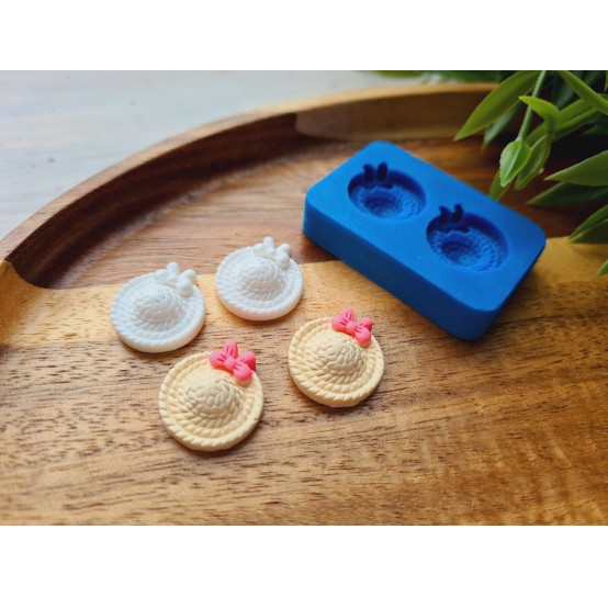 Silicone mold, Straw hat, style 1, 2 elements, ~ Ø 1.6 cm, H:0.6 cm