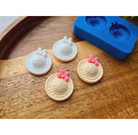 Silicone mold, Straw hat, style 1, 2 elements, ~ Ø 1.6 cm, H:0.6 cm