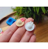Silicone mold, Straw hat, style 1, 2 elements, ~ Ø 1.6 cm, H:0.6 cm