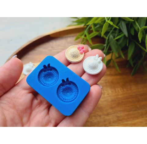 Silicone mold, Straw hat, style 1, 2 elements, ~ Ø 1.6 cm, H:0.6 cm