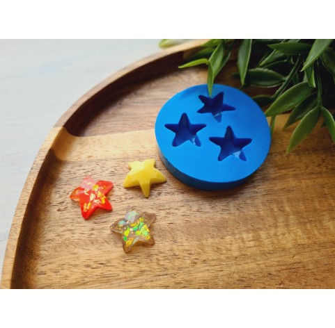 Silicone mold, Star, style 1, 3 elements, ~ Ø 1.7 cm, H:0.8 cm