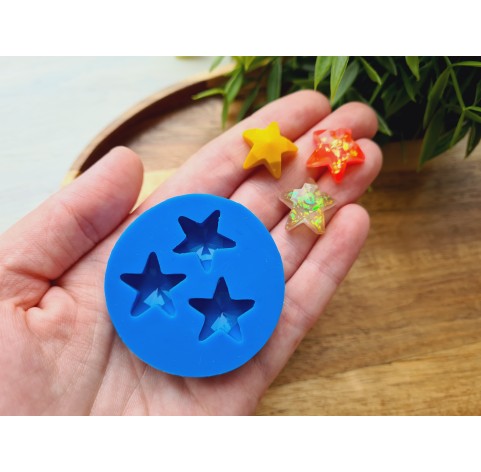 Silicone mold, Star, style 1, 3 elements, ~ Ø 1.7 cm, H:0.8 cm