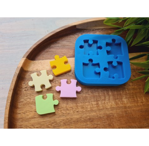 Silicone mold, Piece of the puzzle, 4 elements, ~ 1.9-2.7 cm, H:0.4 cm