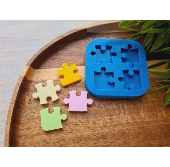 Silicone mold, Piece of the puzzle, 4 elements, ~ 1.9-2.7 cm, H:0.4 cm