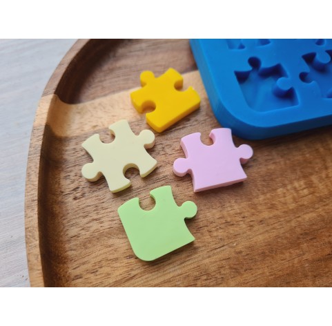 Silicone mold, Piece of the puzzle, 4 elements, ~ 1.9-2.7 cm, H:0.4 cm