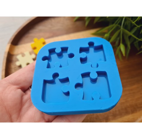 Silicone mold, Piece of the puzzle, 4 elements, ~ 1.9-2.7 cm, H:0.4 cm