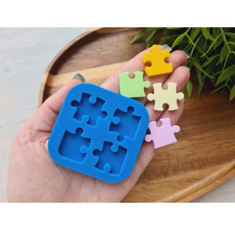 Silicone mold, Piece of the puzzle, 4 elements, ~ 1.9-2.7 cm, H:0.4 cm