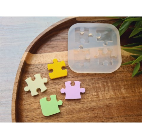 Silicone mold, Piece of the puzzle, 4 elements, ~ 1.9-2.7 cm, H:0.4 cm