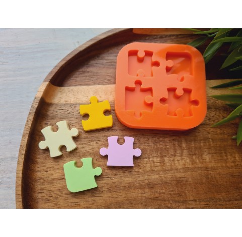 Silicone mold, Piece of the puzzle, 4 elements, ~ 1.9-2.7 cm, H:0.4 cm