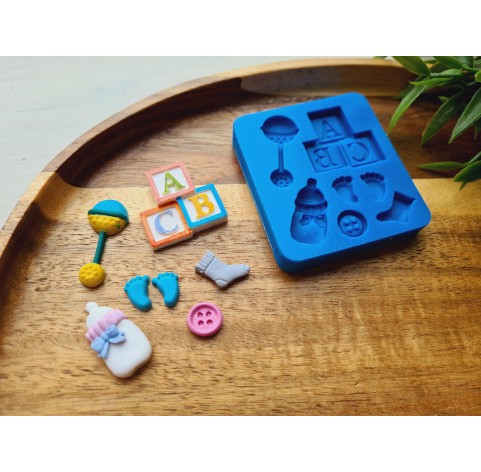 Silicone mold, Childrens set, style 1, 4 elements, ~ 0.7-2.8 cm, H:0.2-0.6 cm