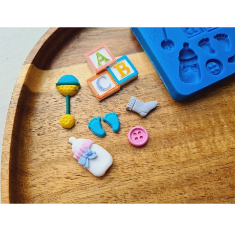 Silicone mold, Childrens set, style 1, 4 elements, ~ 0.7-2.8 cm, H:0.2-0.6 cm