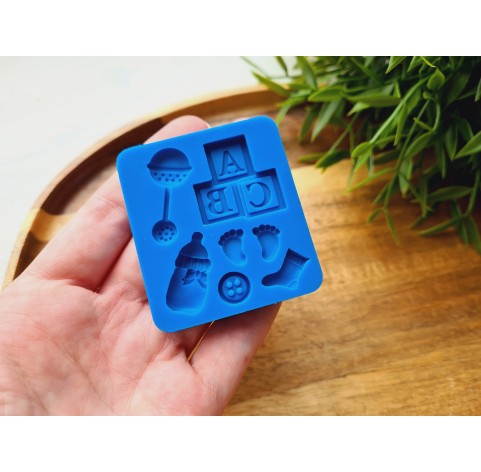Silicone mold, Childrens set, style 1, 4 elements, ~ 0.7-2.8 cm, H:0.2-0.6 cm