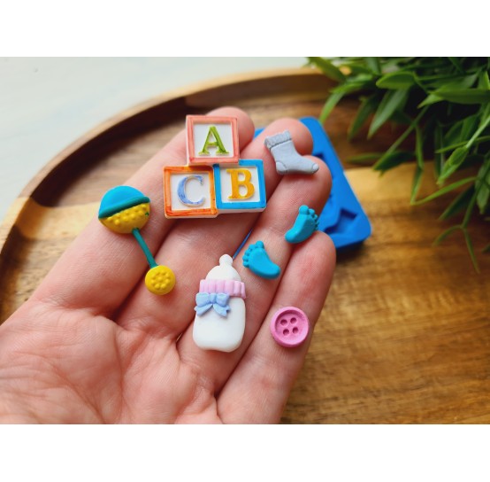 Silicone mold, Childrens set, style 1, 4 elements, ~ 0.7-2.8 cm, H:0.2-0.6 cm