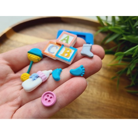 Silicone mold, Childrens set, style 1, 4 elements, ~ 0.7-2.8 cm, H:0.2-0.6 cm