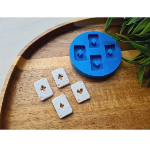 Silicone mold, Playing cards, 4 elements, ~ 1.3*2 cm, H:0.4 cm